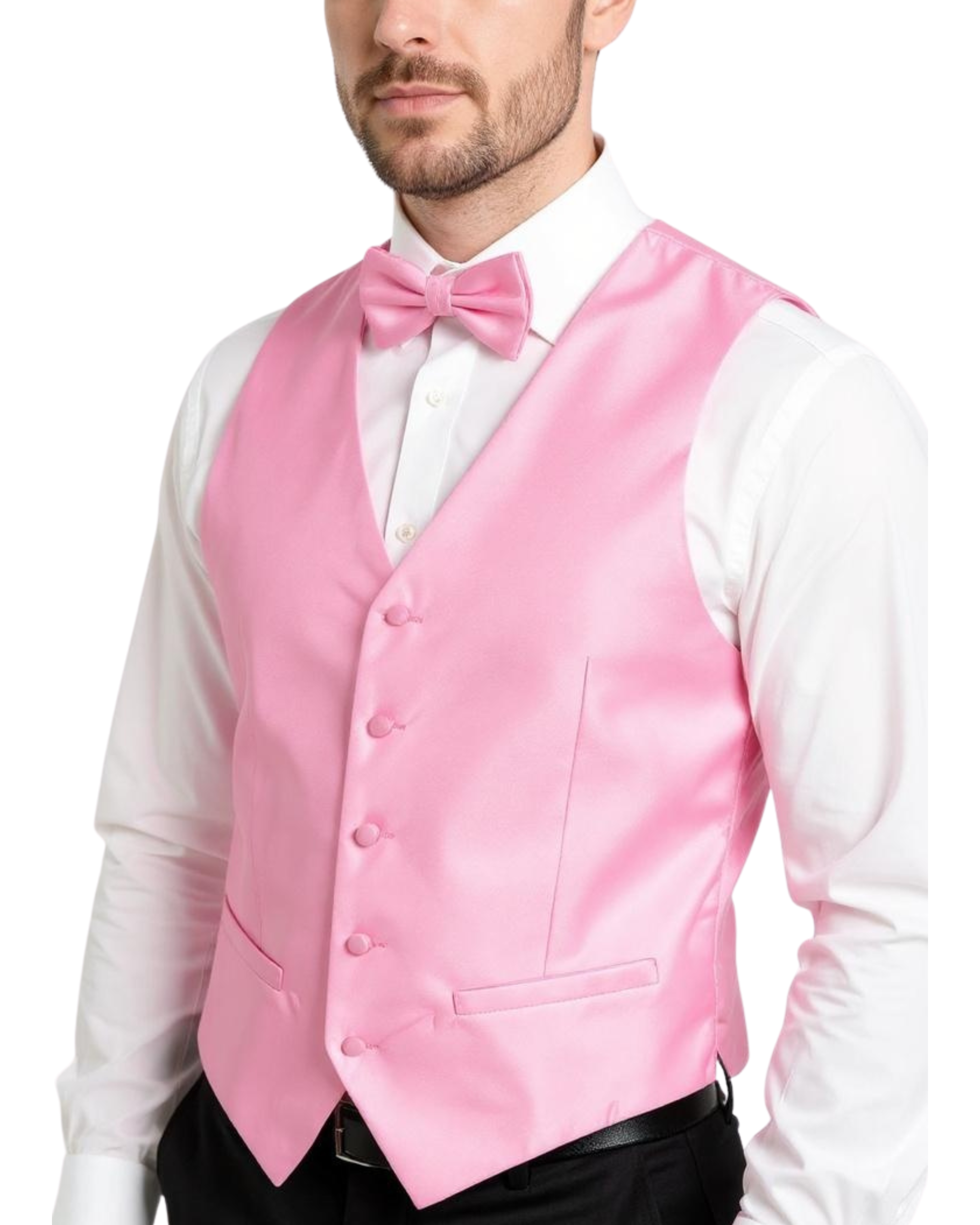 Ferrecci Mens PV450 - Pink with Black Back Adjustable Textured Vest Set-0