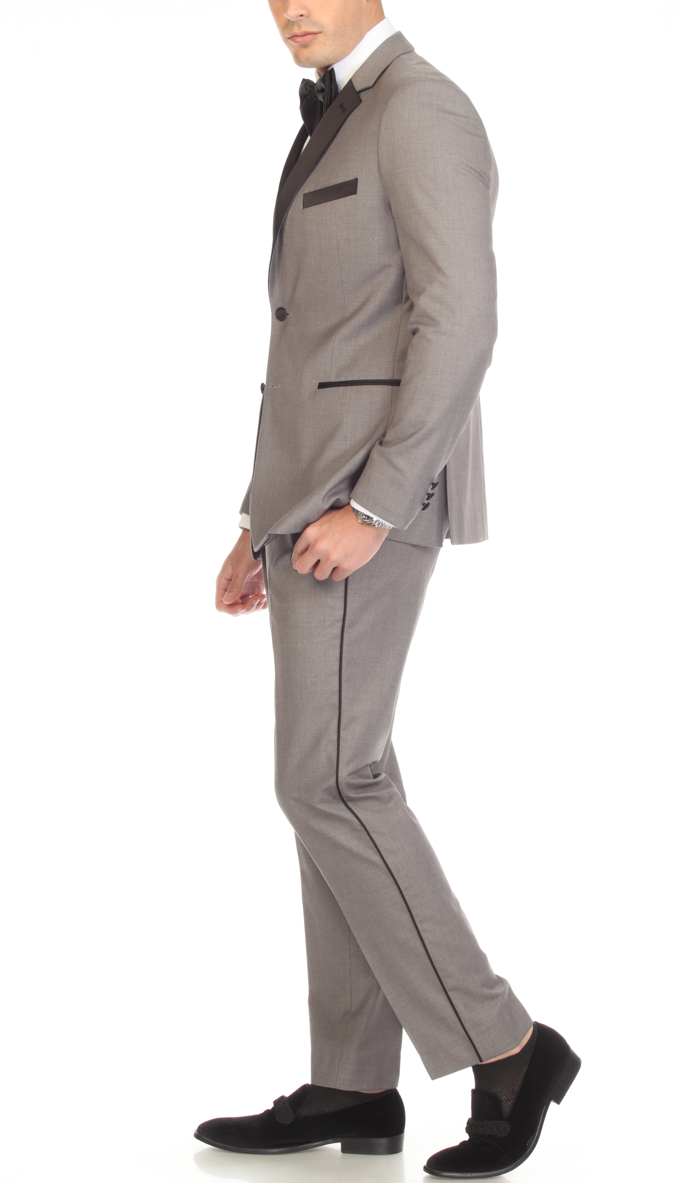 Bronson Grey Slim Fit Notch Lapel Tuxedo-1