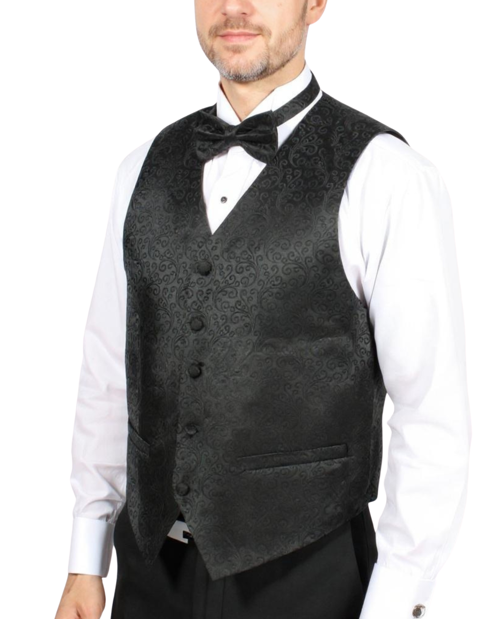 Ferrecci Mens PV50-4 Black with Black Back Vest Set-0