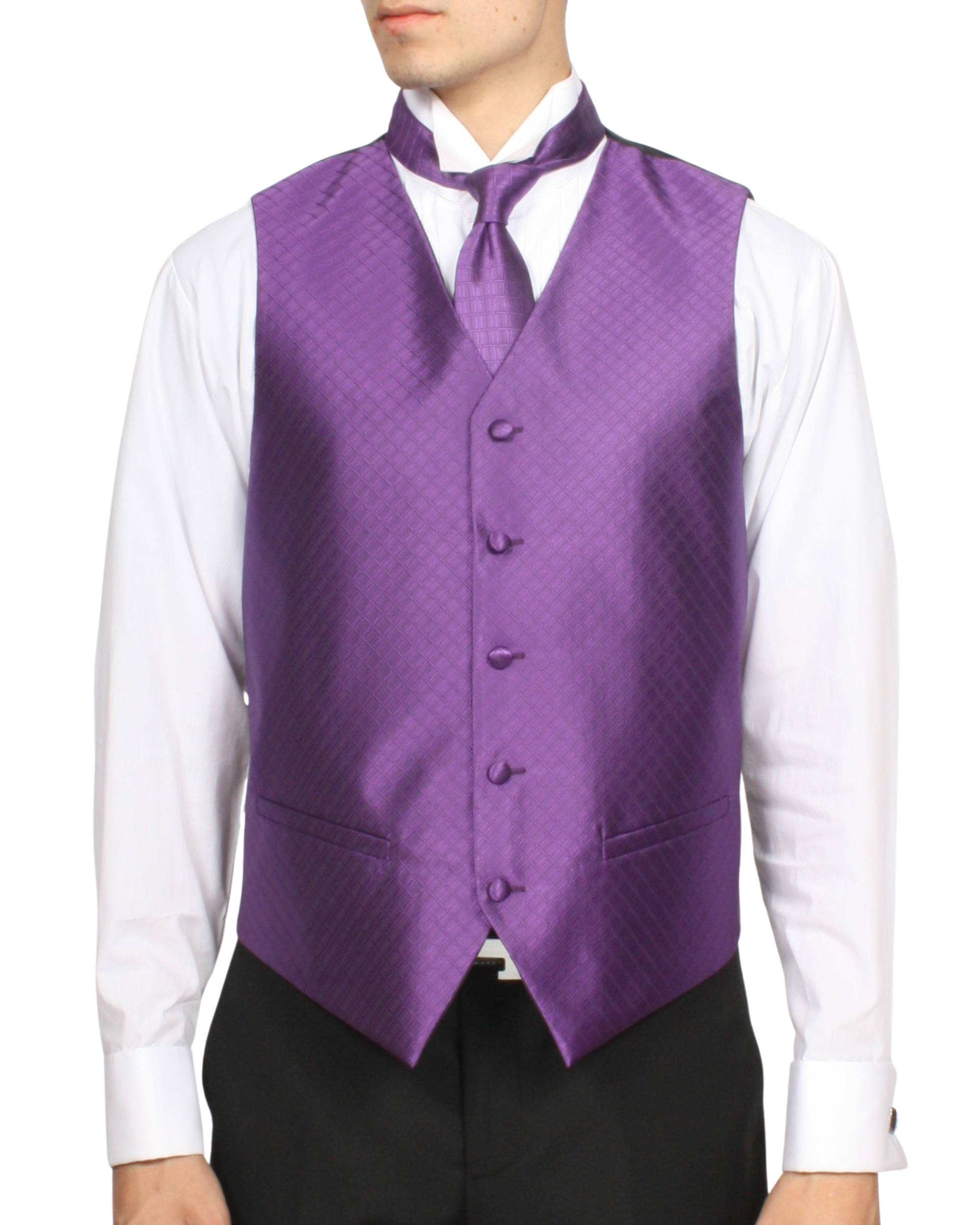 Ferrecci Mens PV300 - Purple with Black Back Adjustable Diamond Vest Set-0