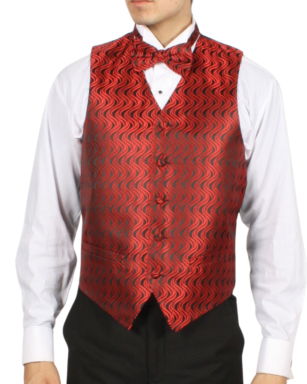 Ferrecci Mens PV150 - Red/Black with Black Back Adjustable Vest Set-0