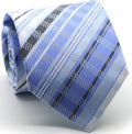 Mens Dads Classic Blue Striped Pattern Business Casual Necktie & Hanky Set VO-10-0