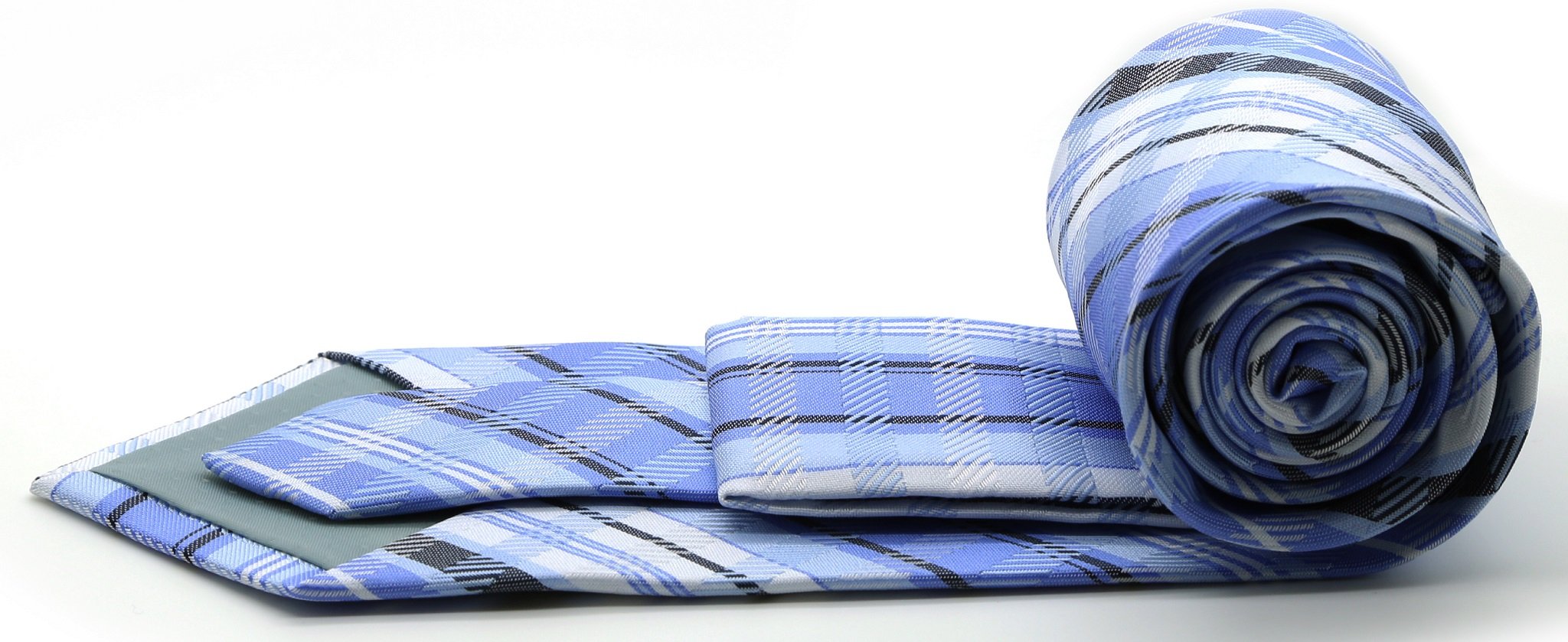 Mens Dads Classic Blue Striped Pattern Business Casual Necktie & Hanky Set VO-10-1