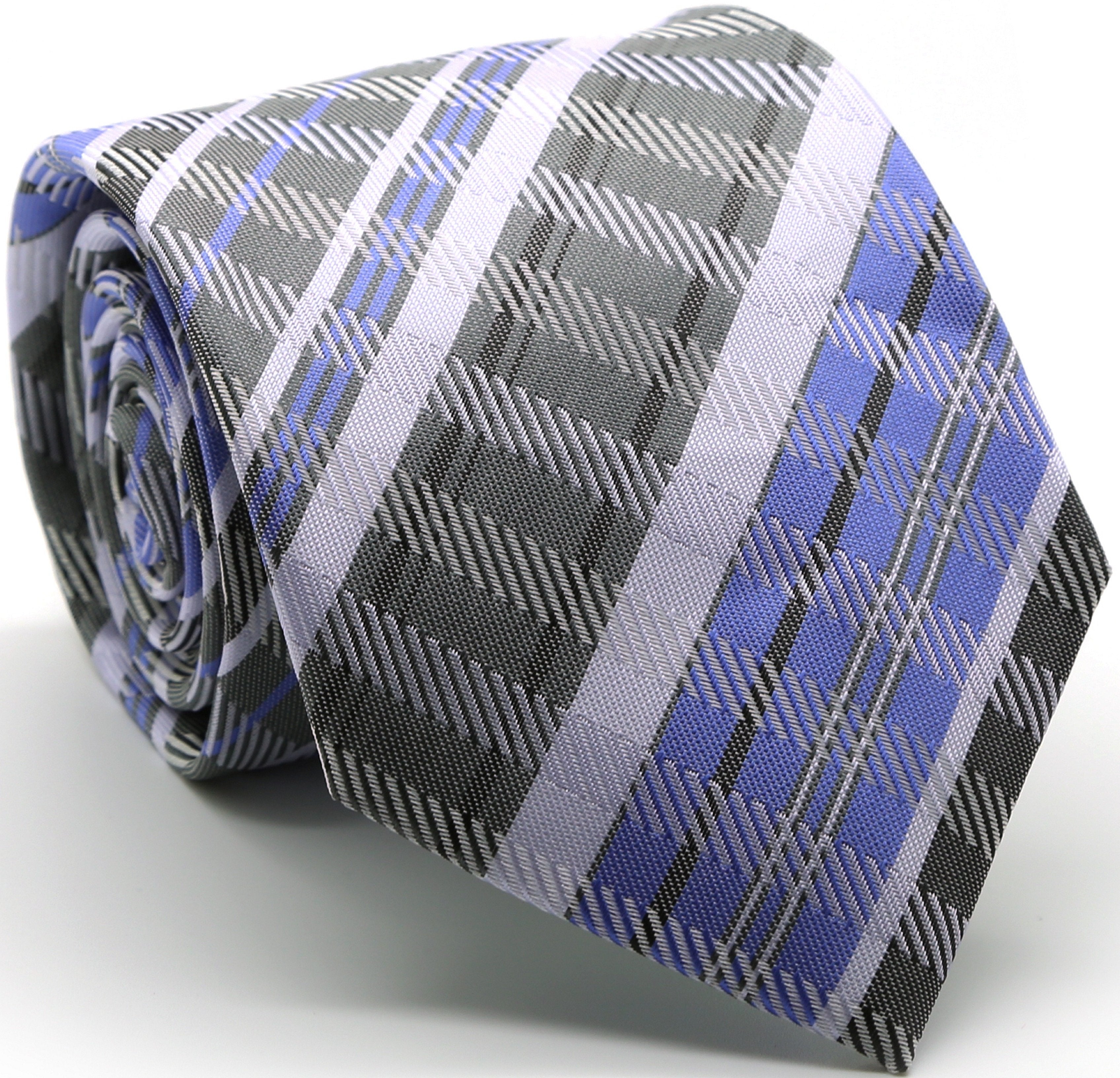 Mens Dads Classic Grey/Purple Striped Pattern Business Casual Necktie & Hanky Set VO-7-0