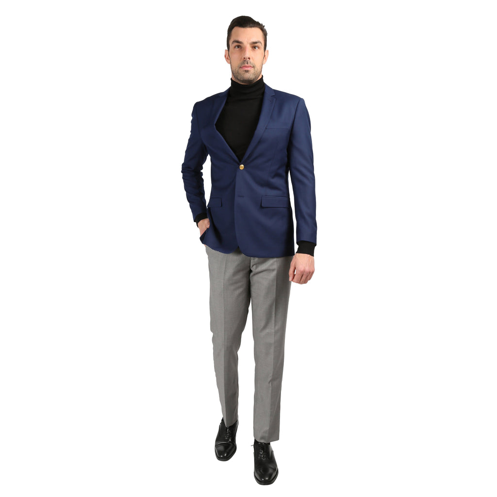 Men's Warwick Gold Button Slim Fit Navy Blazer-3