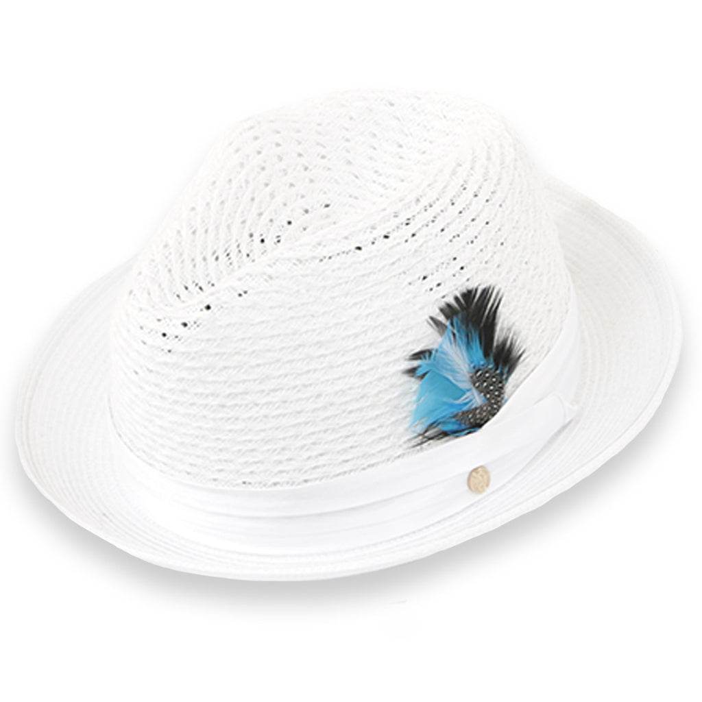Castor Crushable Straw Hat Fedora in White-0