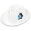 Castor Crushable Straw Hat Fedora in White-0