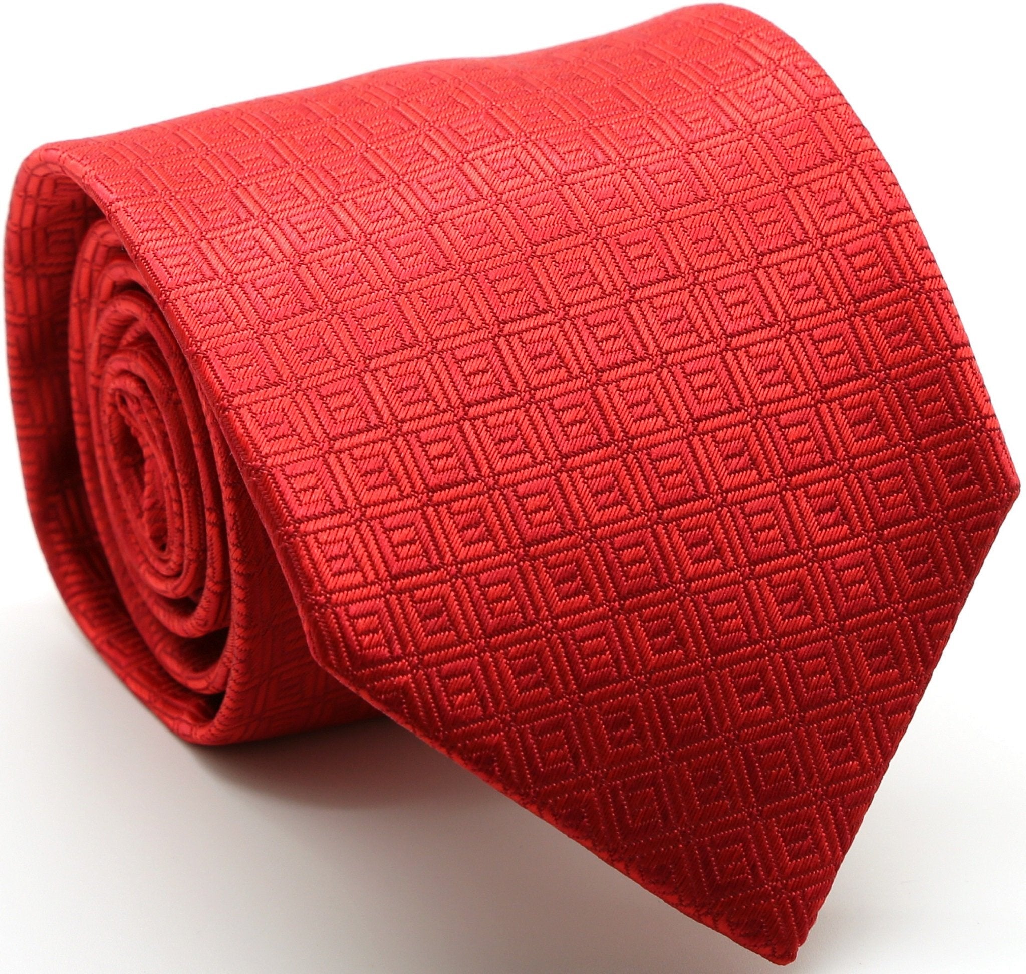 Mens Dads Classic Red Geometric Pattern Business Casual Necktie & Hanky Set Y-11-0