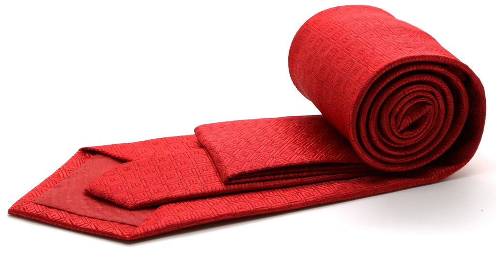 Mens Dads Classic Red Geometric Pattern Business Casual Necktie & Hanky Set Y-11-1
