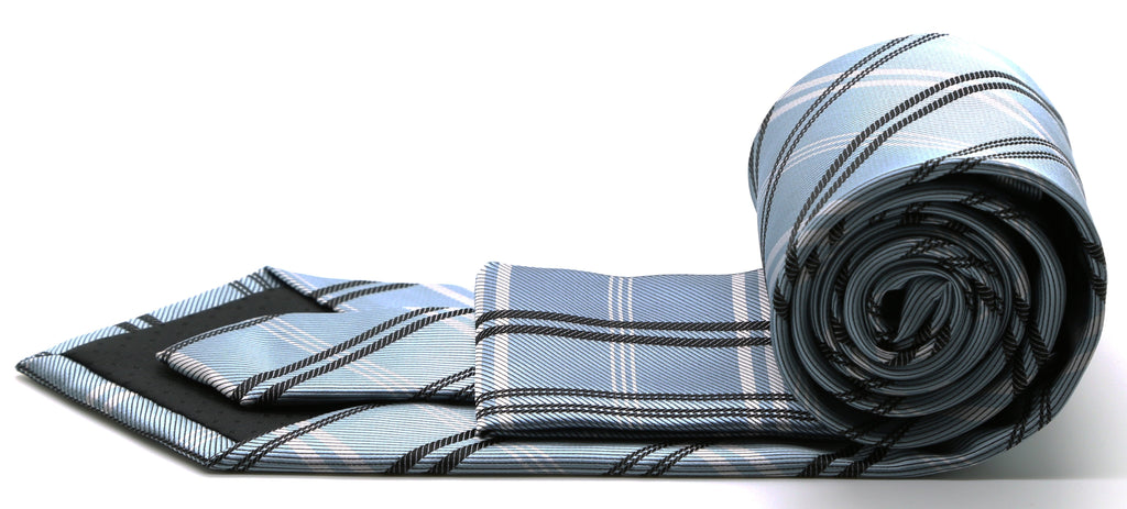 Mens Dads Classic Blue Stripe Pattern Business Casual Necktie & Hanky Set Z-4-1