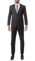 Mens ZNL22S 2pc 2 Button Slim Fit Charcoal Grey Zonettie Suit-0