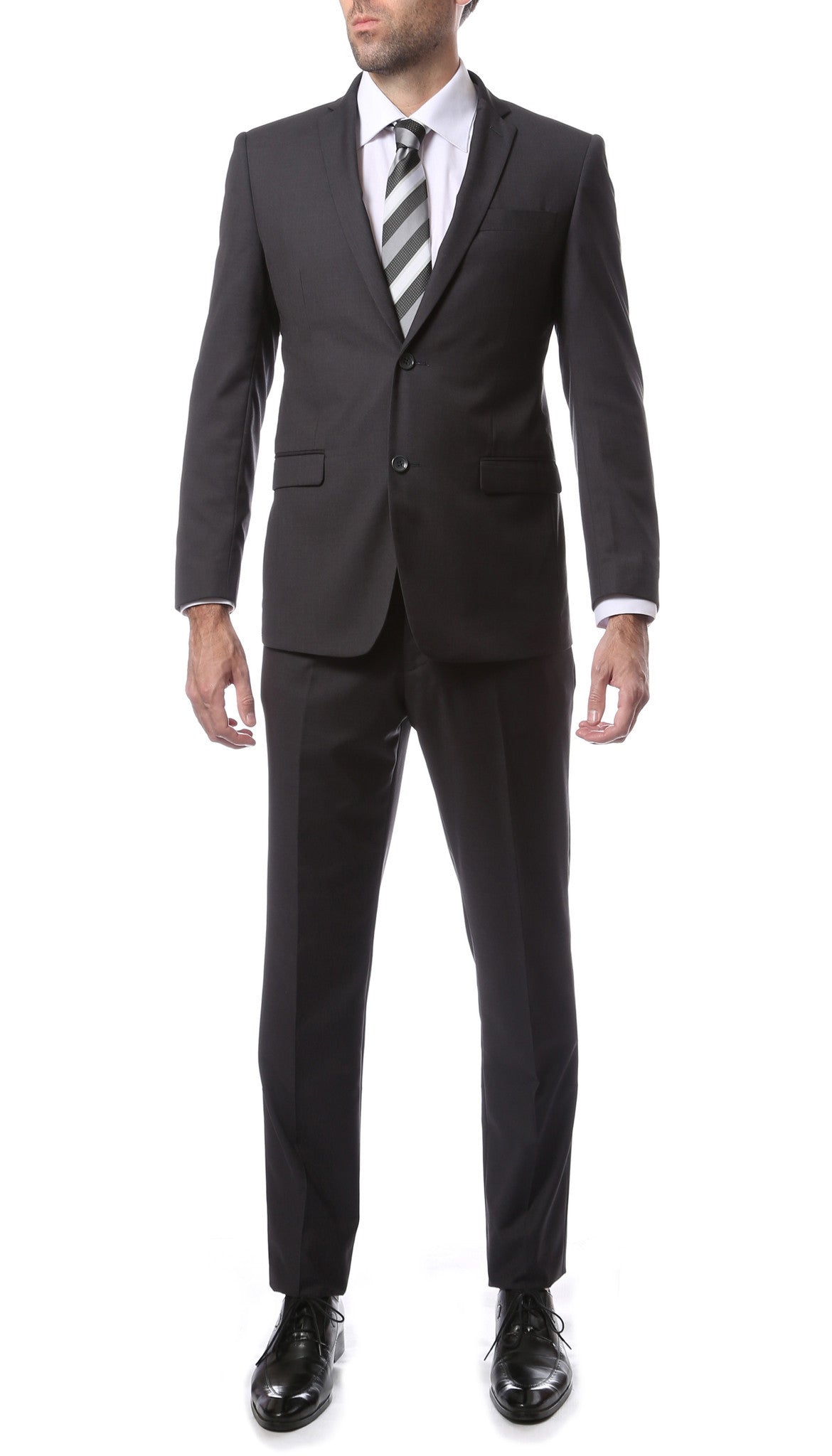 Mens ZNL22S 2pc 2 Button Slim Fit Charcoal Grey Zonettie Suit-0