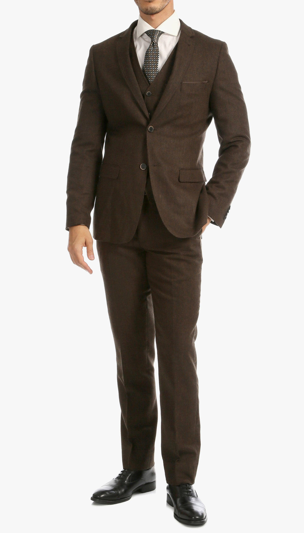 Bradford Cognac Slim Fit 3 Piece Tweed Suit-1