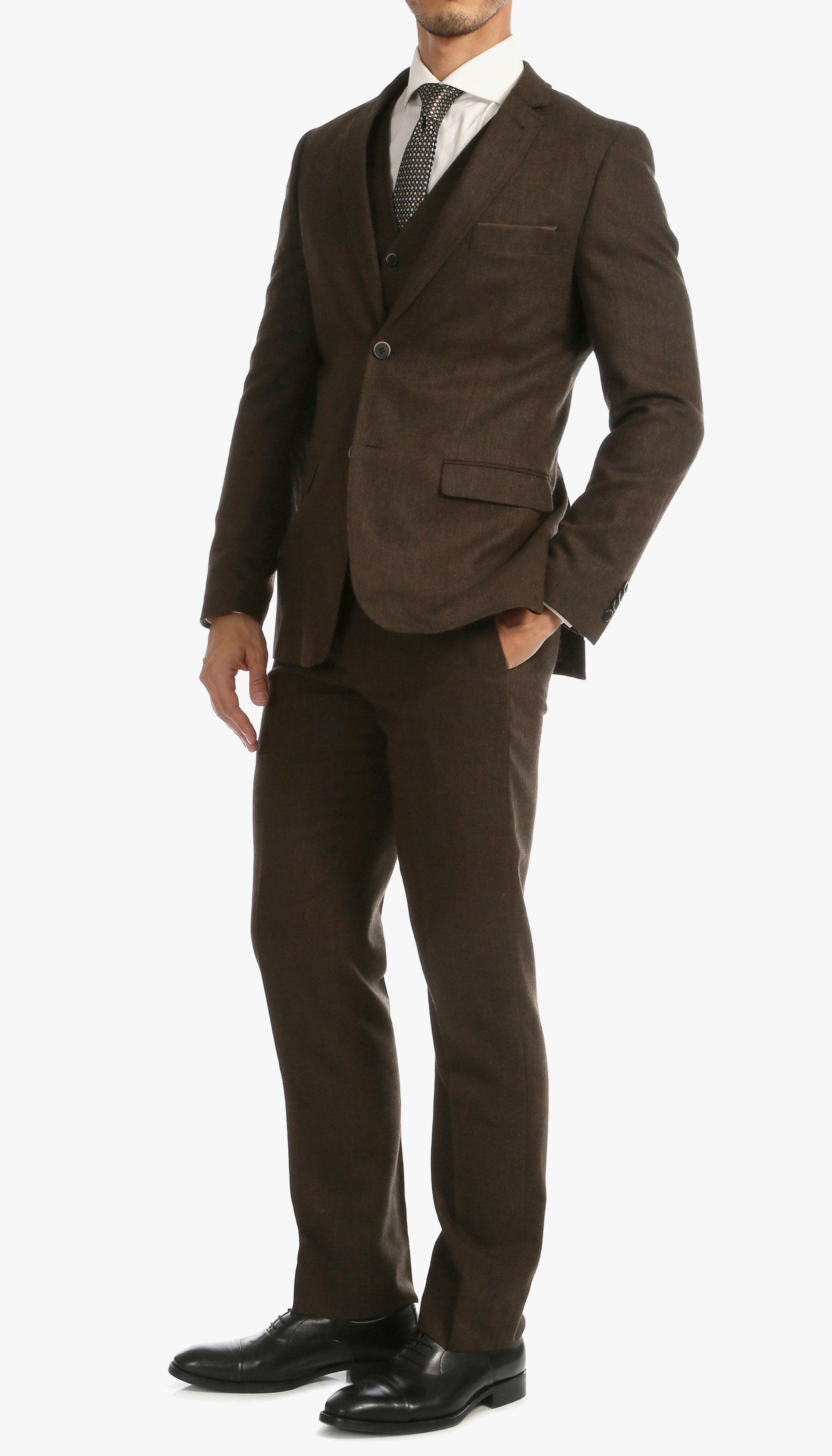 Bradford Cognac Slim Fit 3 Piece Tweed Suit-3