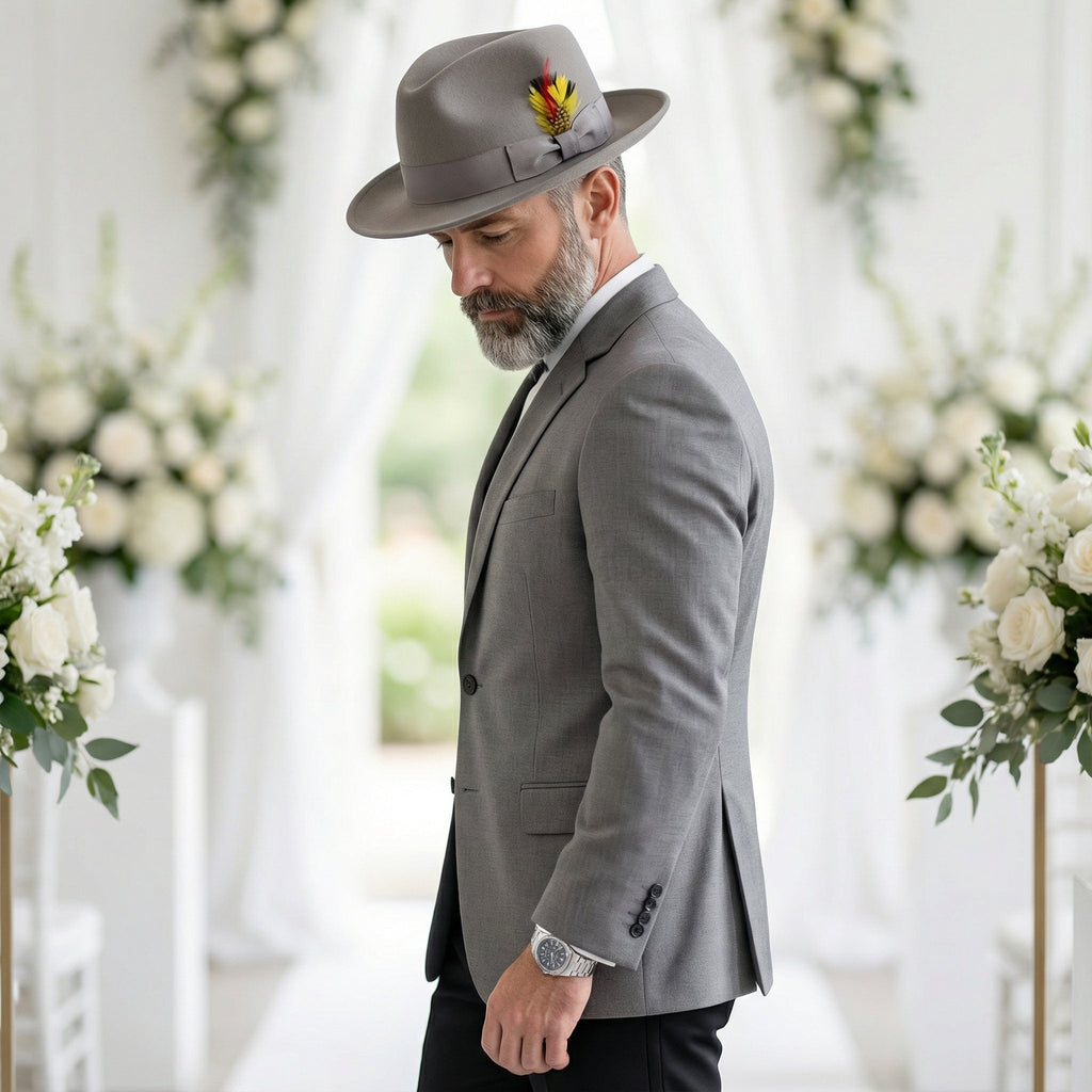 Crushable Light Grey 100% Australian Wool Fedora Hat-4