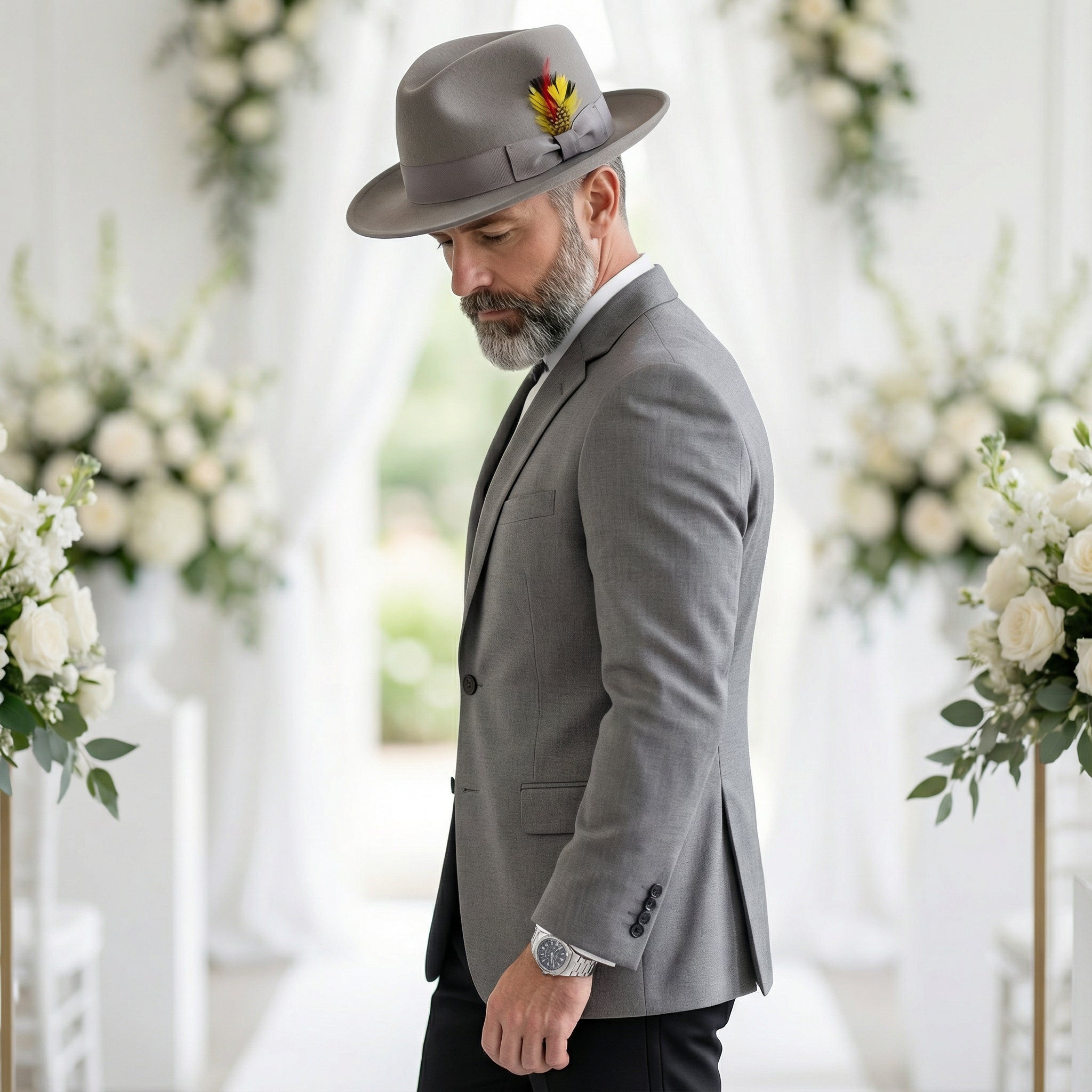 Crushable Light Grey 100% Australian Wool Fedora Hat-4