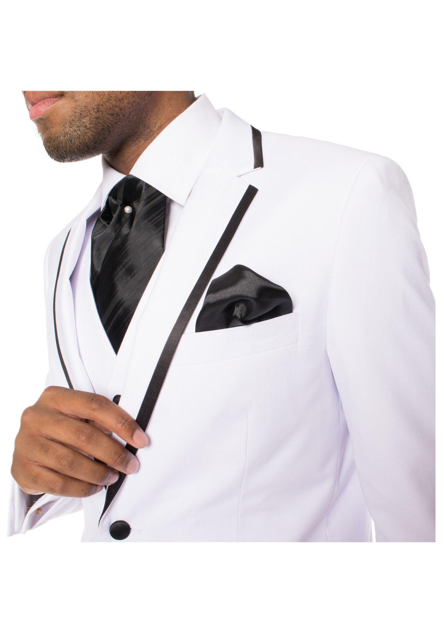 Celio White & Black 3 piece Slim Fit Tuxedo-3