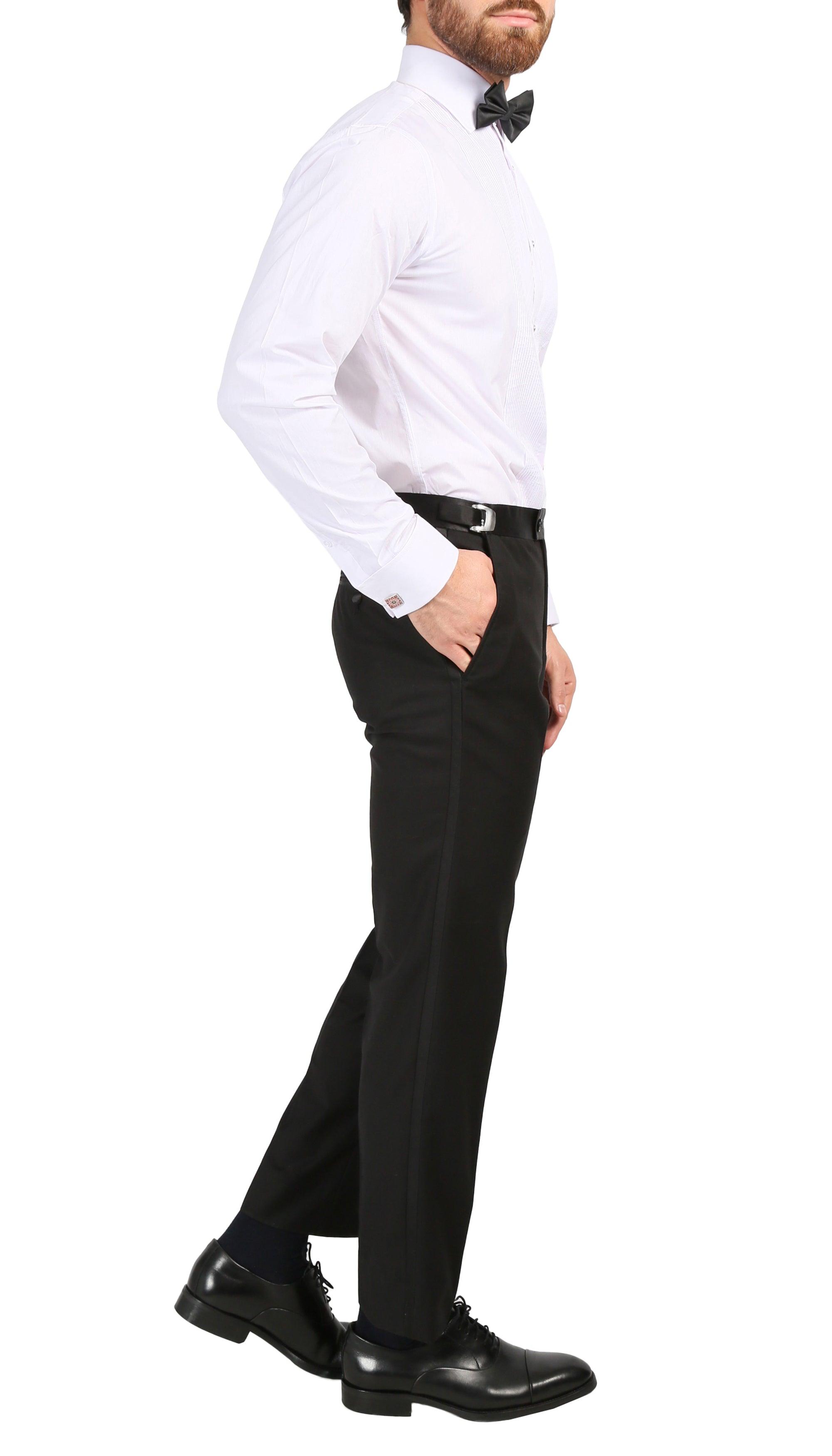 Debonair Black Slim Fit Peak Lapel 2 Piece Tuxedo Suit Set-4