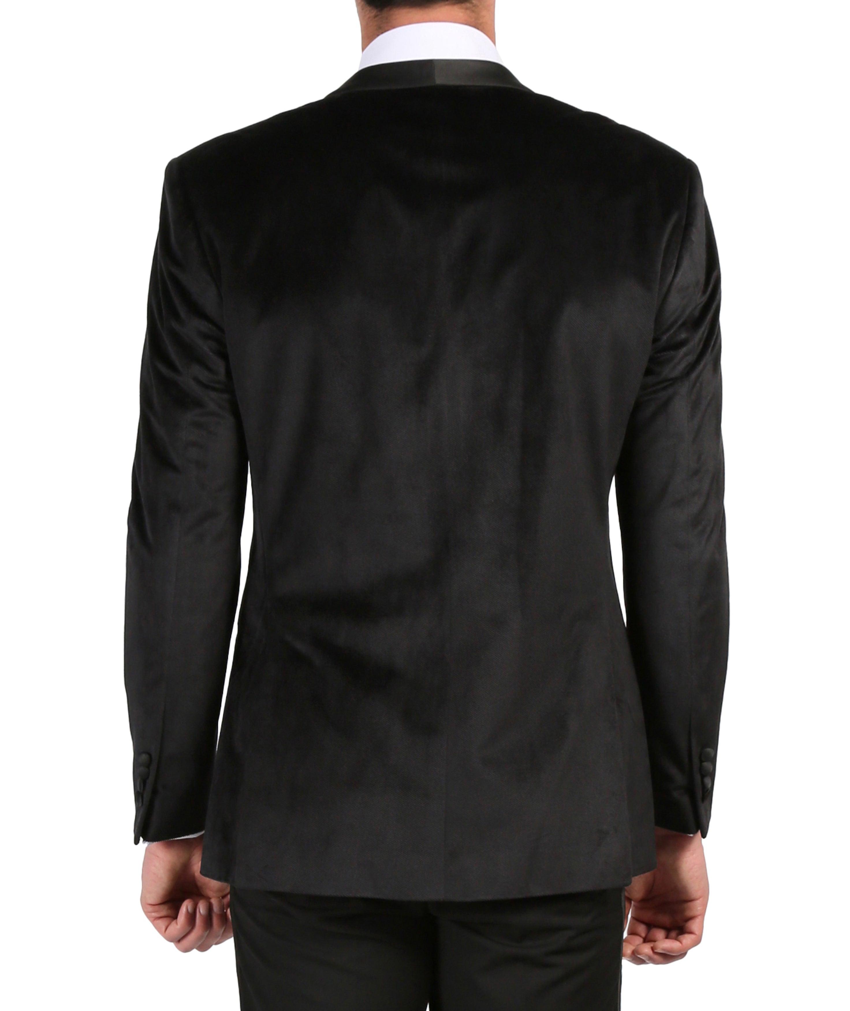 Enzo Black Slim Fit Velvet Shawl Collar Tuxedo Blazer-4