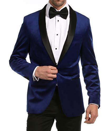 Enzo Indigo Velvet Slim Fit Shawl Lapel Tuxedo Men's Blazer-2