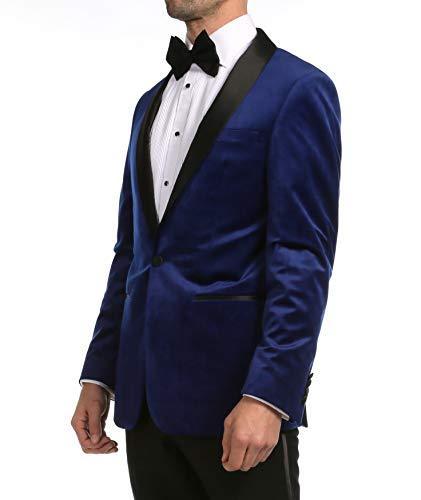 Enzo Indigo Velvet Slim Fit Shawl Lapel Tuxedo Men's Blazer-3