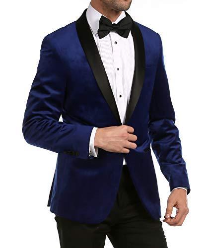 Enzo Indigo Velvet Slim Fit Shawl Lapel Tuxedo Men's Blazer-4