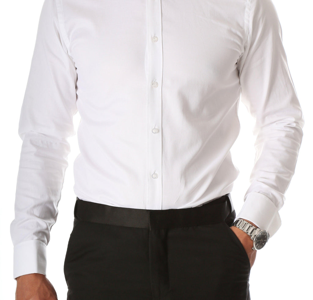Ferrecci Men's Max White Slim Fit Wing Tip Collar Pleated Tuxedo Shirt-3