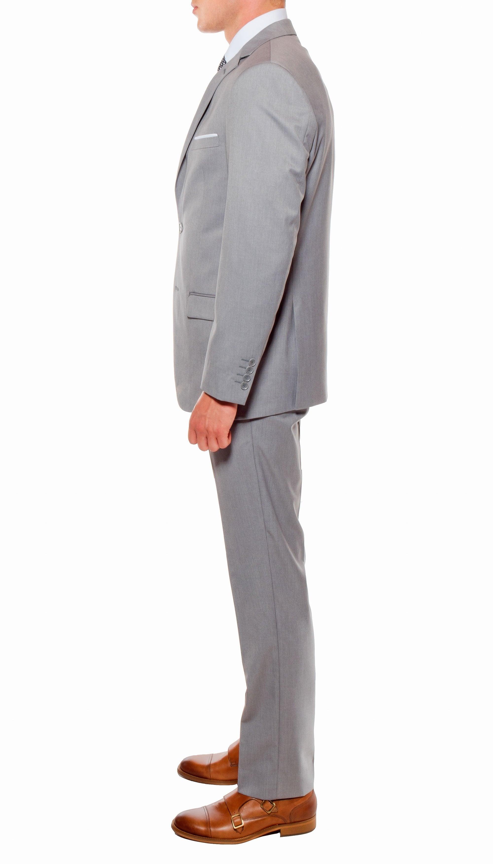 Ferrecci Mens Savannah Light Grey Slim Fit 3 Piece Suit-3