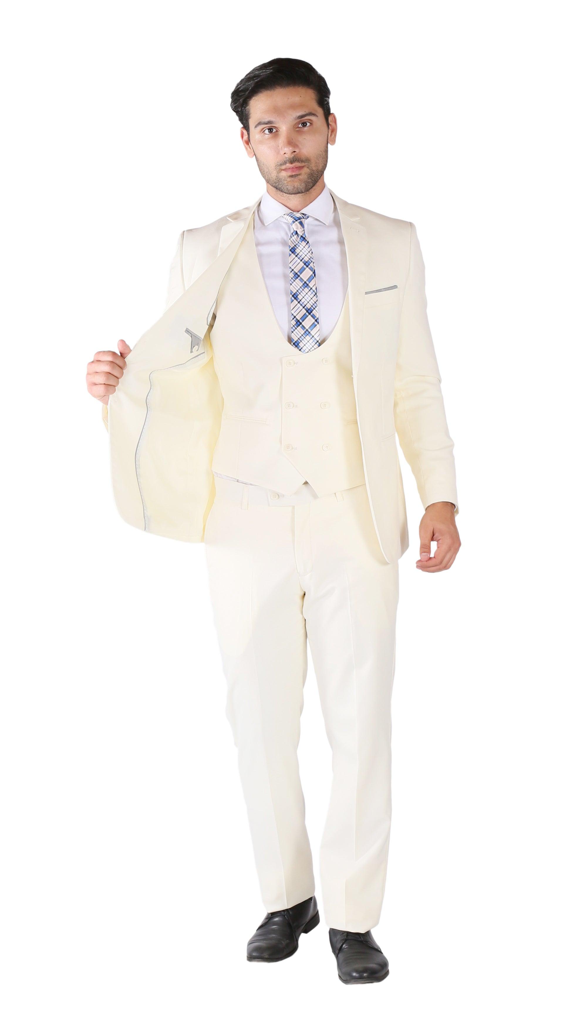 Hart 3pc Slim Fit Winter White Suit-1
