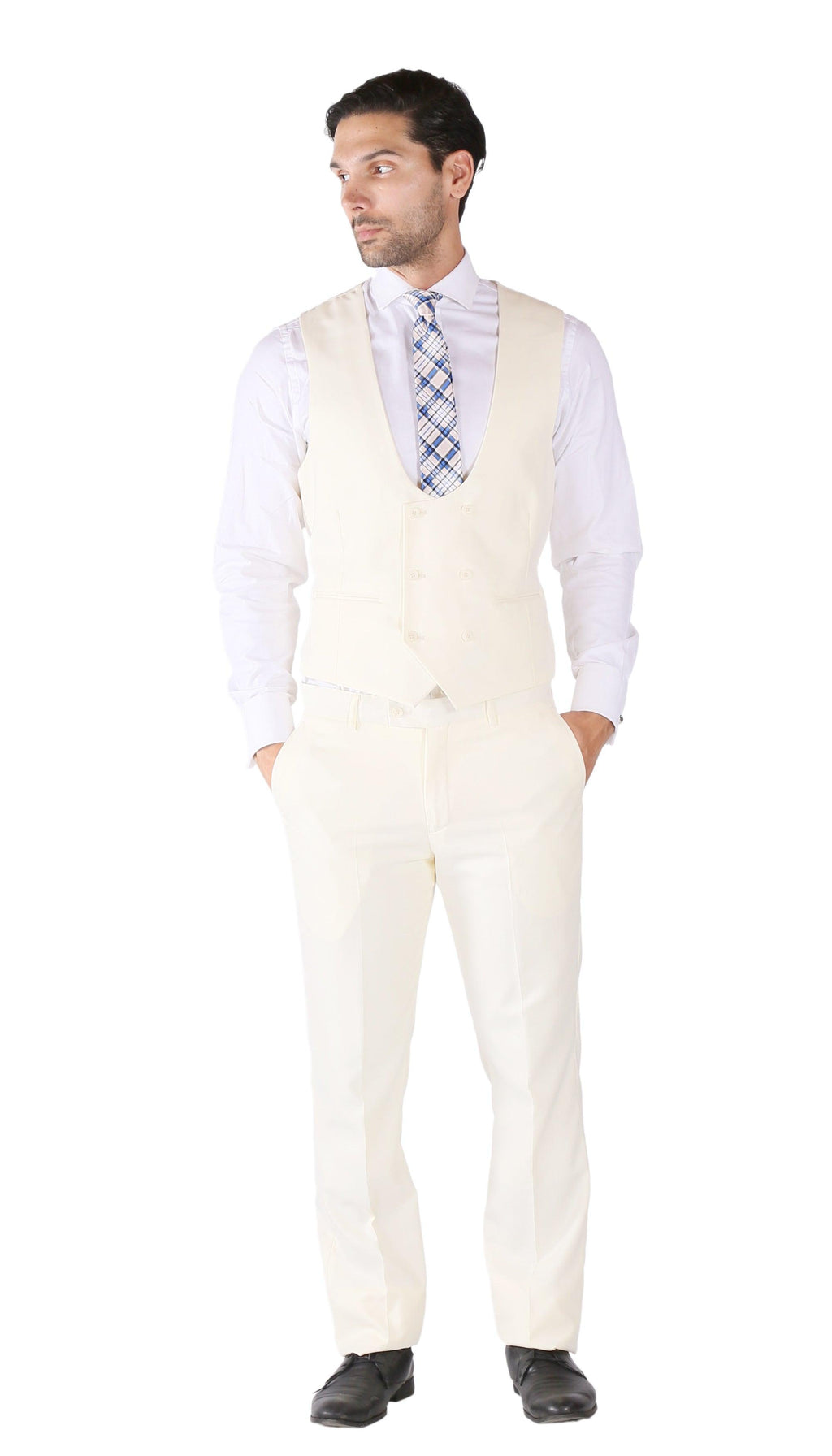 Hart 3pc Slim Fit Winter White Suit-3