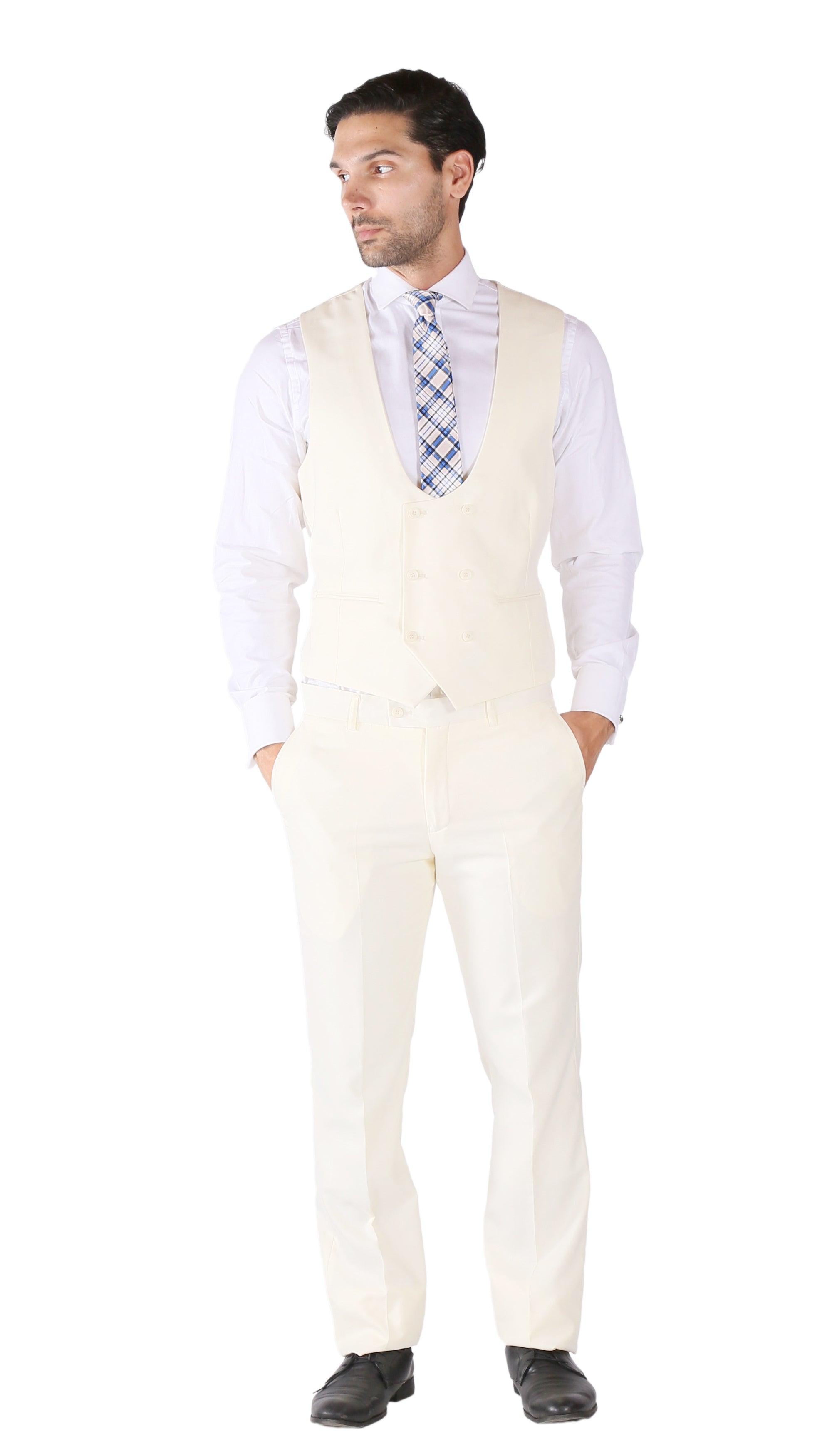 Hart 3pc Slim Fit Winter White Suit-3