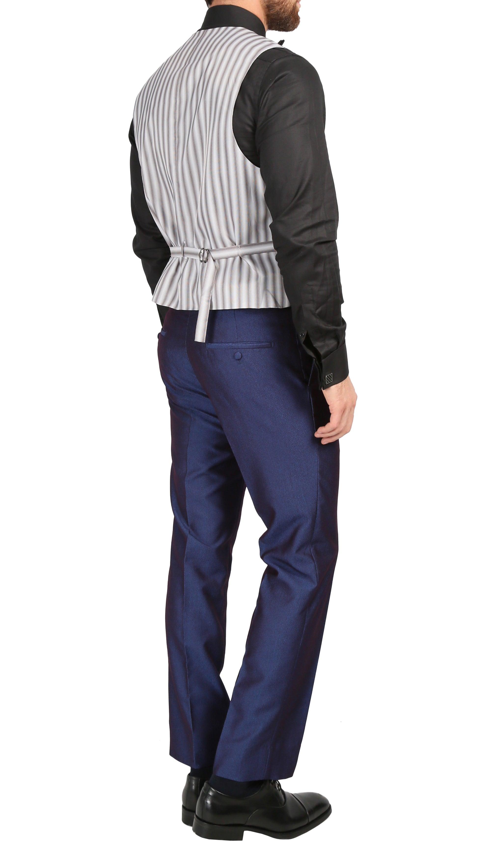 Ferrecci Men's Daxson Navy Slim Fit Shawl Collar 3pc Tuxedo-4