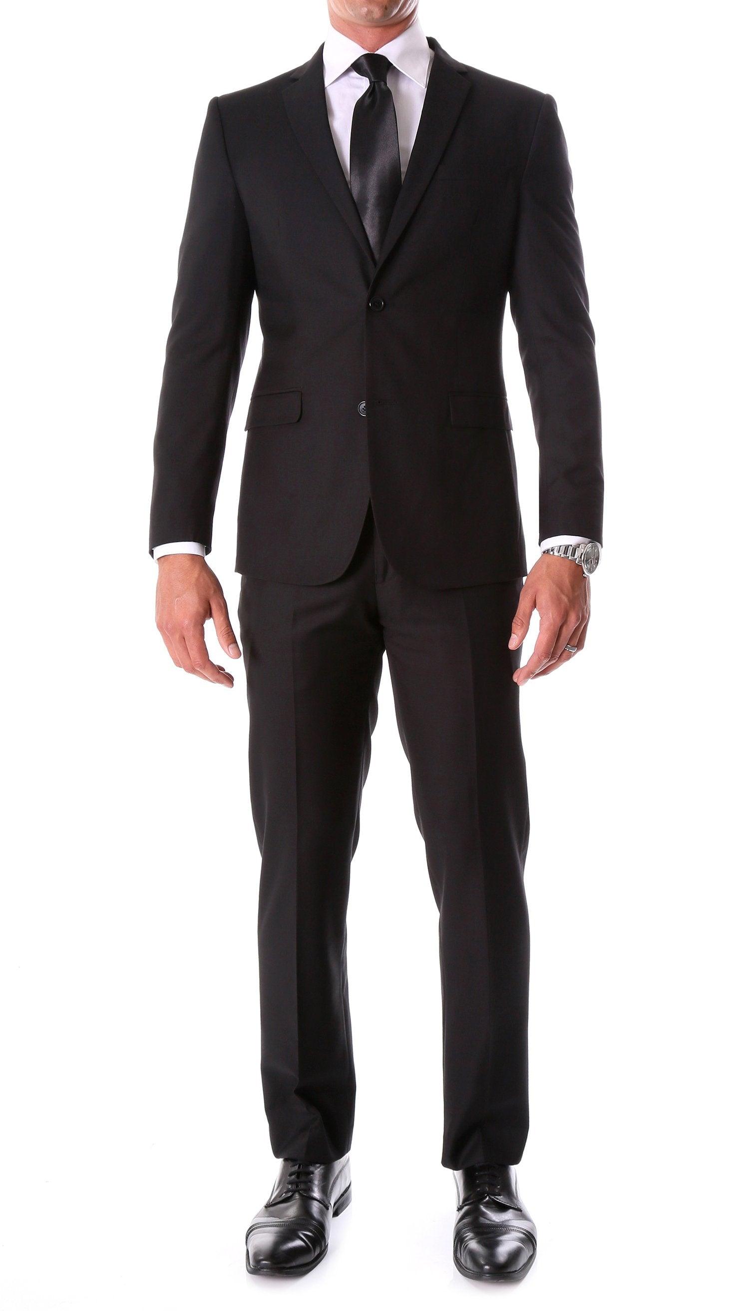 Oslo Black Notch Lapel 2 Piece Slim Fit Suit-0