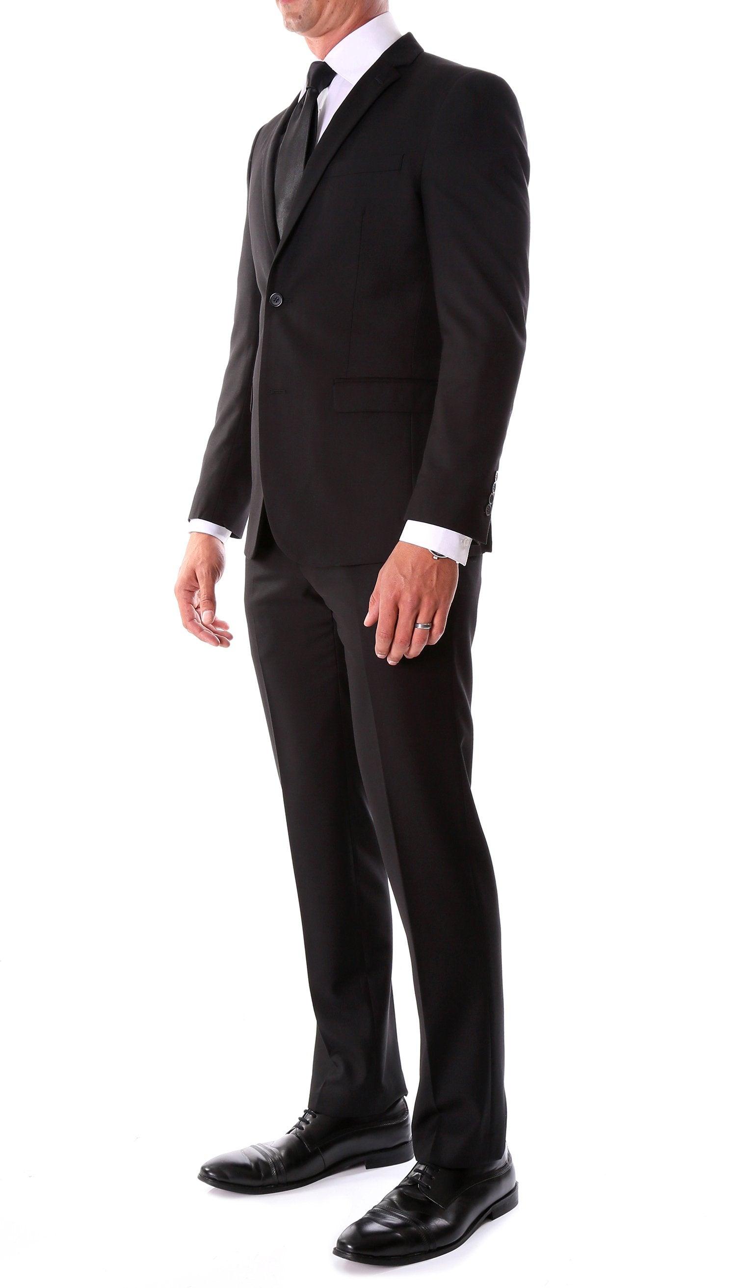 Oslo Black Notch Lapel 2 Piece Slim Fit Suit-1
