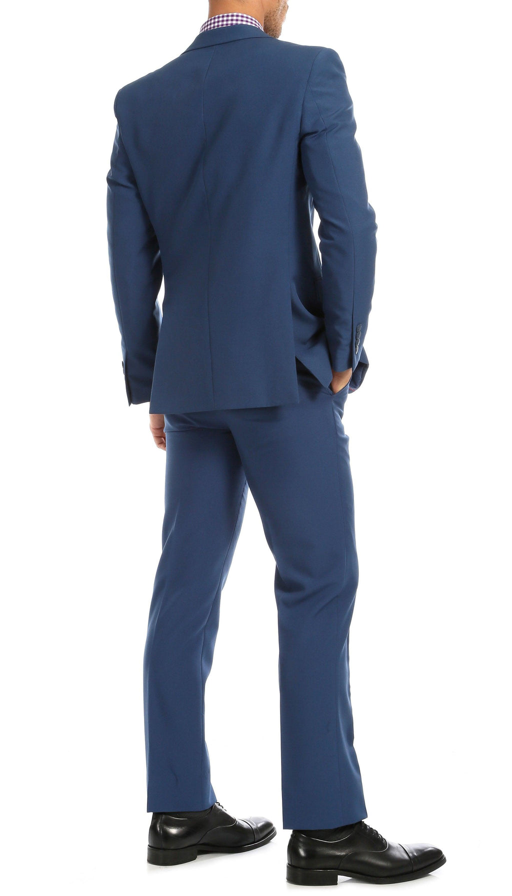 Paul Lorenzo Mens Indigo Slim Fit 2 Piece Suit-3