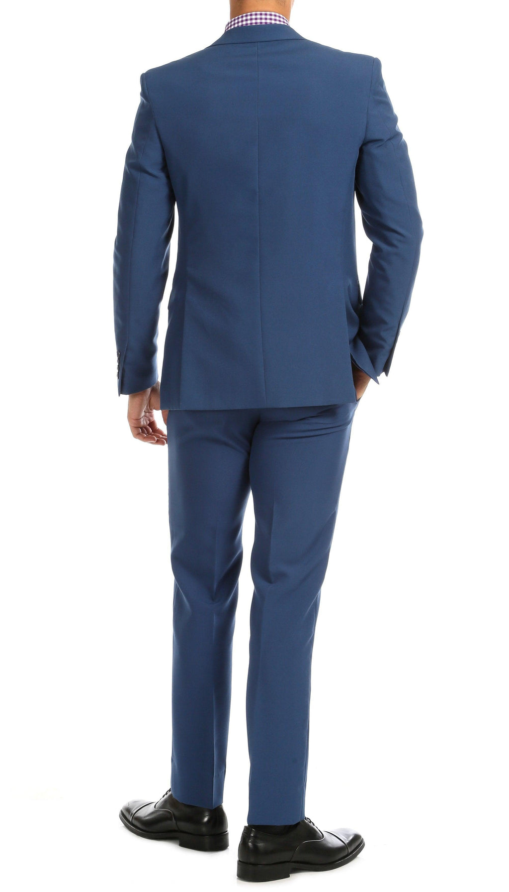 Paul Lorenzo Mens Indigo Slim Fit 2 Piece Suit-4