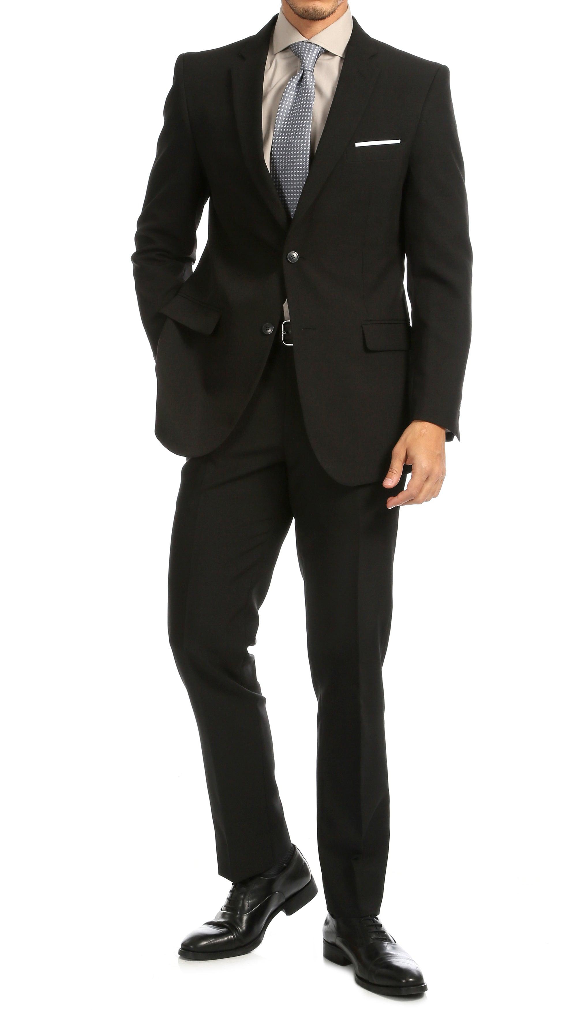 PL1969 Mens Black Slim Fit 2pc Suit-1