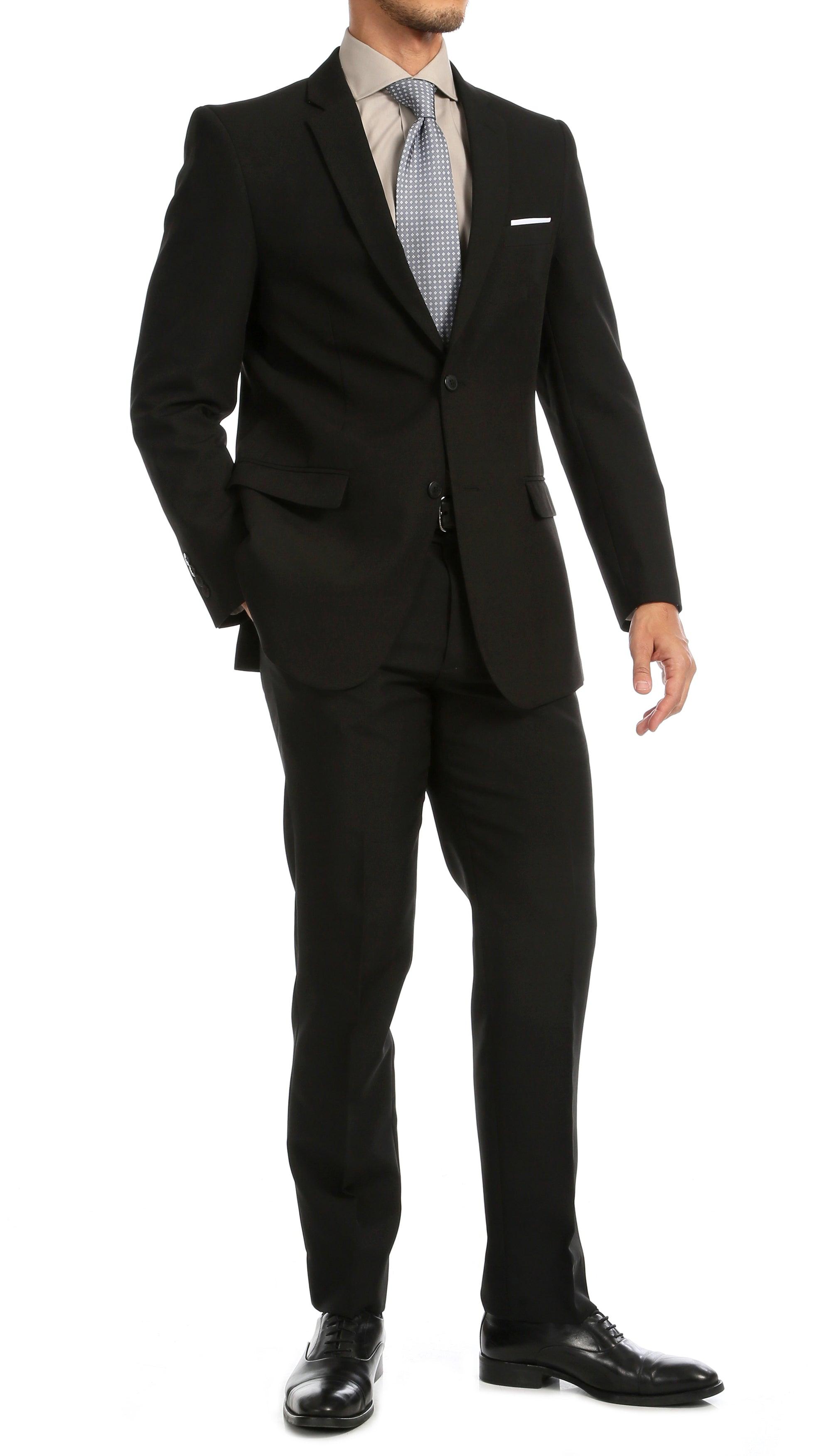 PL1969 Mens Black Slim Fit 2pc Suit-2