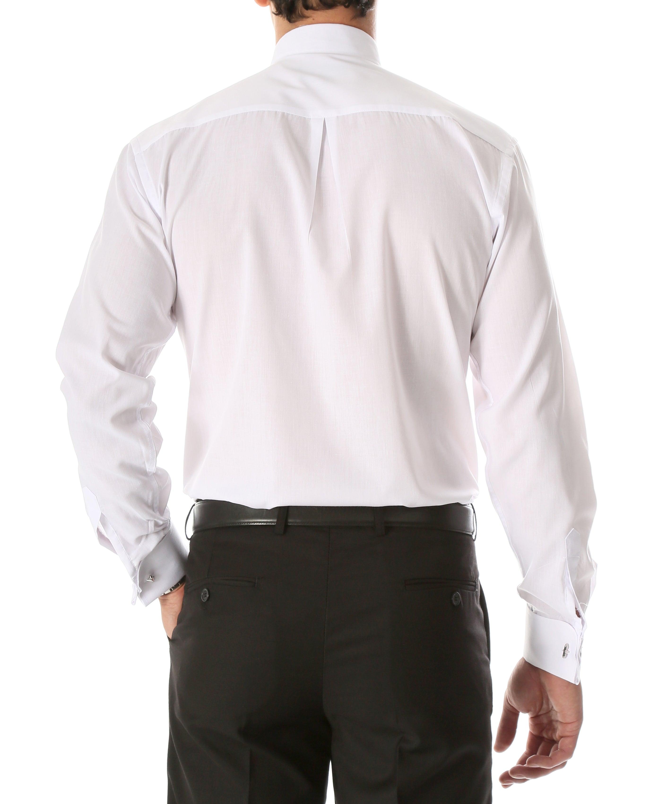 White Clergy Deacon Bishop Priest Mandarin Collar Dress Shirt-2